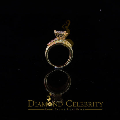 DiamondCelebritees 925 Yellow 2.25ct Cubic Zirconia Silver Cinderella Engagement Woman's Ring SZ 8