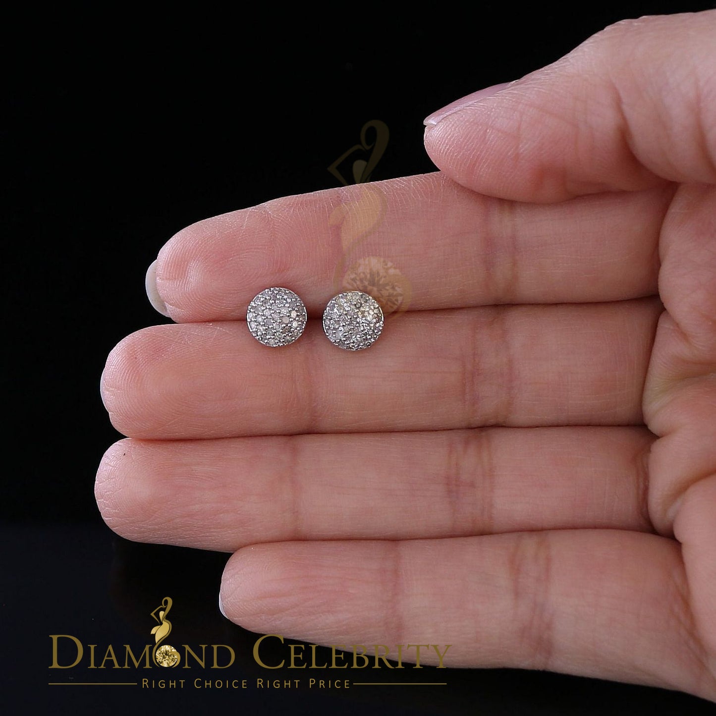 DiamondCelebritees 0.33ct Diamond Genuine 925 Sterling Silver White For Women's Round Earrings