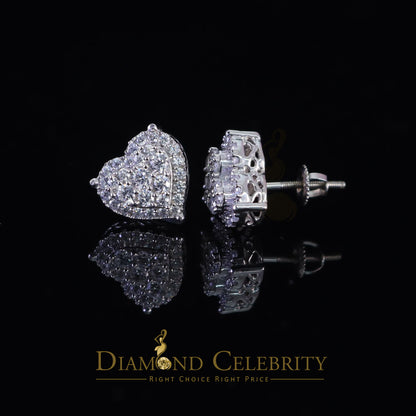 DiamondCelebritees  925 Sterling White Silver 1.64ct Cubic Zirconia Heart Women's Stud Earrings