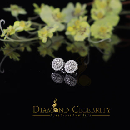 Diamondcelebritees 1.50ct Moissanite White 925 Sterling Silver Women's Circle Shape Nugget Earrings