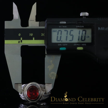 DiamondCelebritees 8.10ct 925 White Silver Oval Cubic Zirconia Men Ring Adjustable Size 9.5 to 11.5