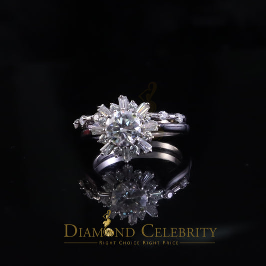 DiamondCelebritees New Womens 925 Silver White 1.25ct VVS 'D' Round Solitaire Moissanite Ring SZ 7