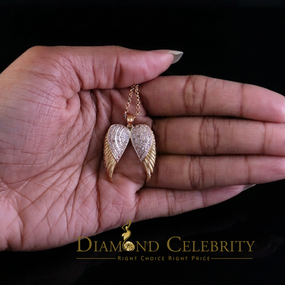 DiamondCelebritees  0.15ct Genuine Diamond Stones Angel Wings 925 Sterling Silver Yellow Pendant