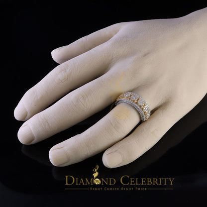 DiamondCelebritees 2.50ct Silver VVS'D Yellow Round Shape 925 moissanite Band Ring size 8 For Men's