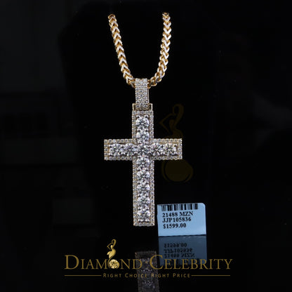 Diamondcelebritees Moissanite Men's & Women 7.50ct VVS D Sterling Yellow Silver Charm Cross Pendant