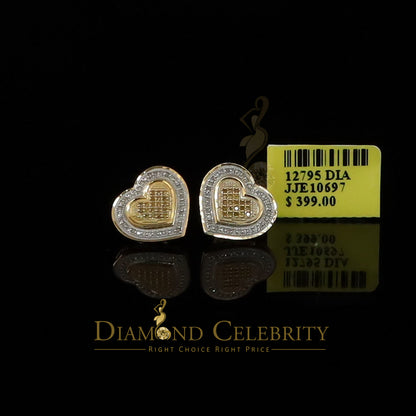 DiamondCelebritees Aretes Para Hombre Heart 925 Yellow Silver 0.30ct Diamond Women's /Men's Earring