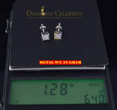 DiamondCelebritees  Hip Hop 925 White Silver Screw Back 0.6ct Cubic Zirconia Women's Square Earrings