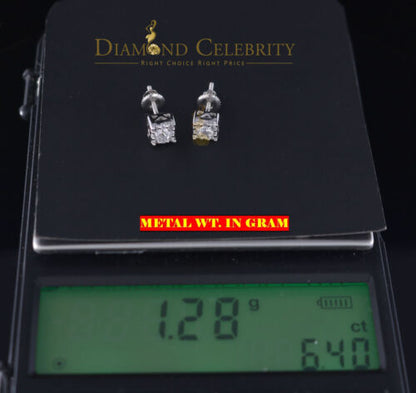 DiamondCelebritees  Hip Hop 925 White Silver Screw Back 0.6ct Cubic Zirconia Women's Square Earrings