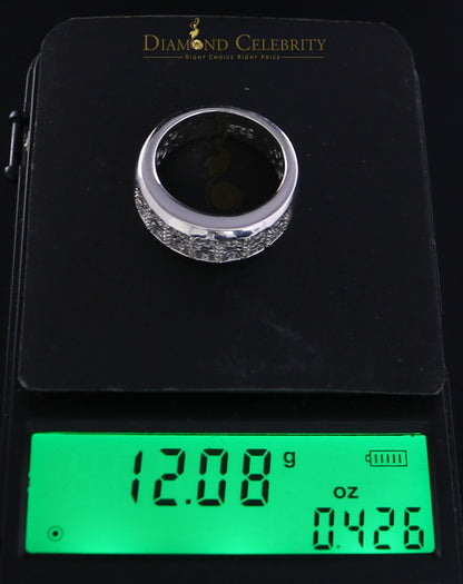 DiamondCelebritees 0.20CT Real Diamond Men's Silver White Micro-Pave Ring Size 11 in Band Style