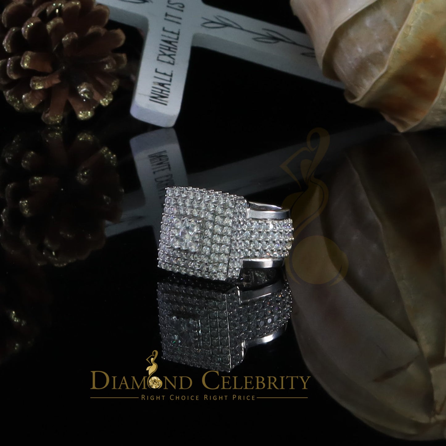 DiamondCelebritees 925 Sterling Silver White 14.0ct Cubic Zirconia Square Women's Gifts Ring Size 9