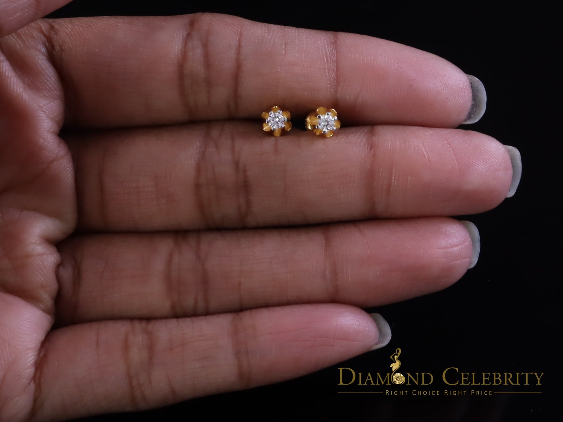 DiamondCelebritees  0.10ct Silver Cubic Zirconia European cut Yellow Buttercup Stud Earings Women's