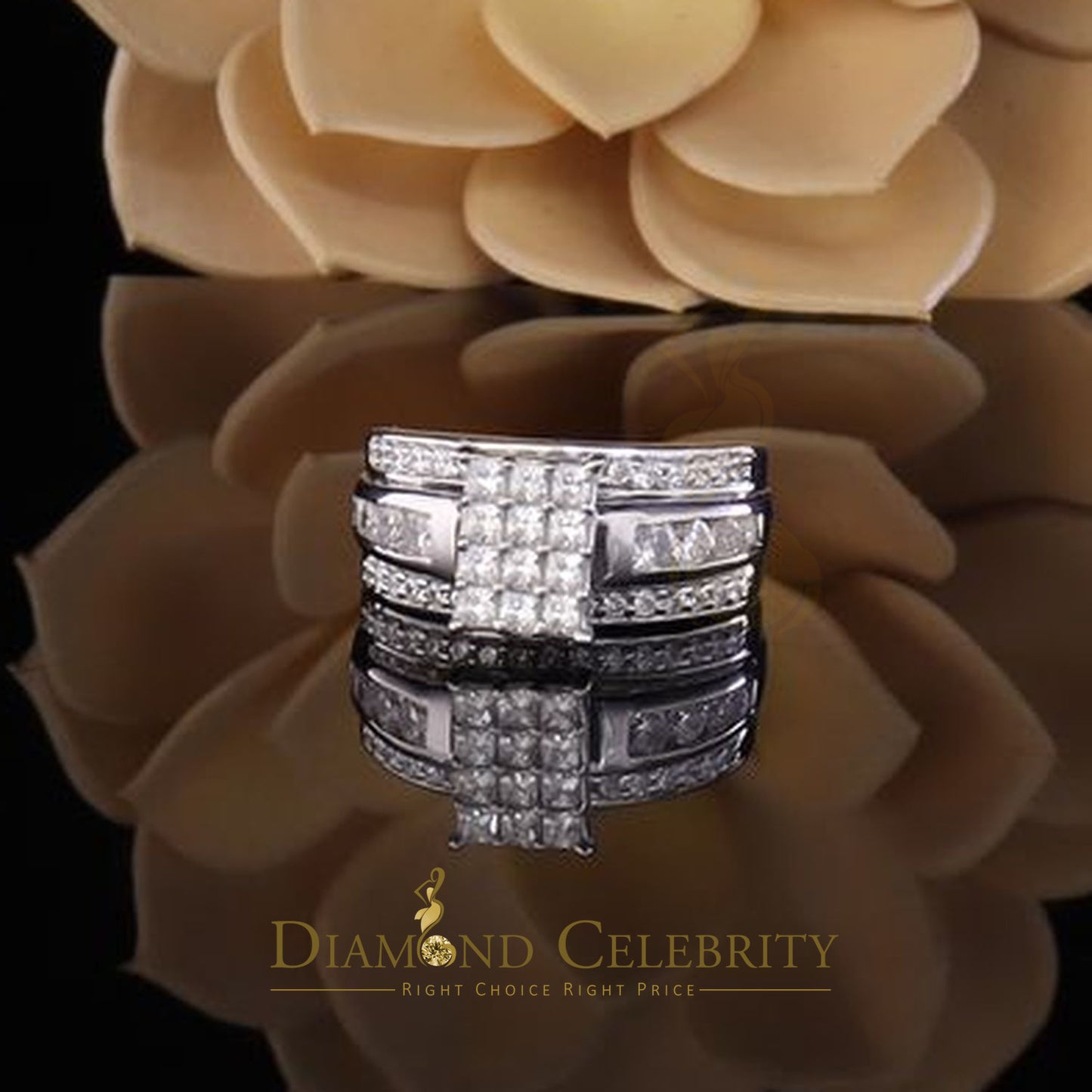 DiamondCelebritees 3.20ct White Cubic Zirconia 925 Silver Cinderella Womens Engagement Ring SZ 8