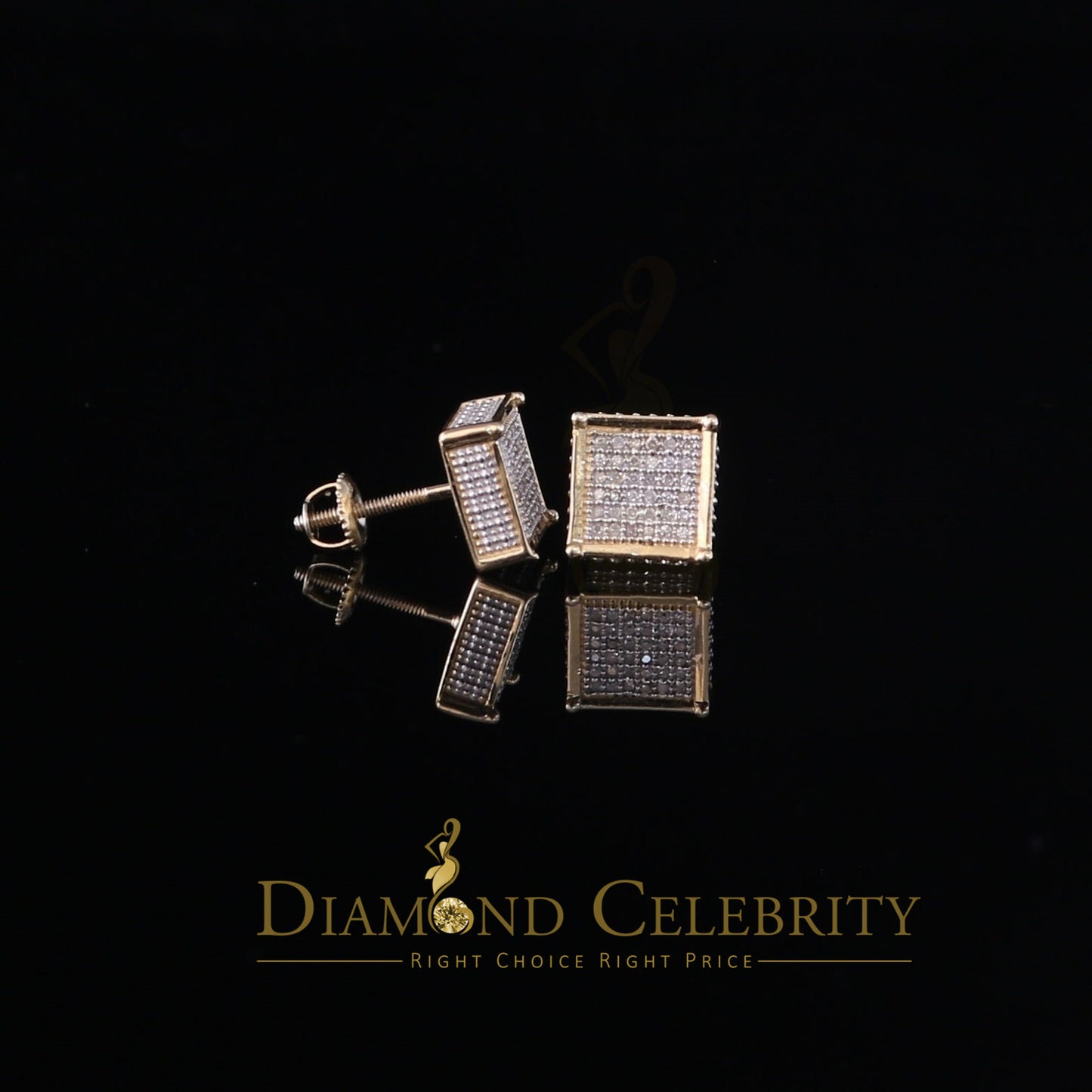 DiamondCelebritees 925 Sterling Silver 0.20ct Diamond Yellow Stud Men's/ Women's Earrings