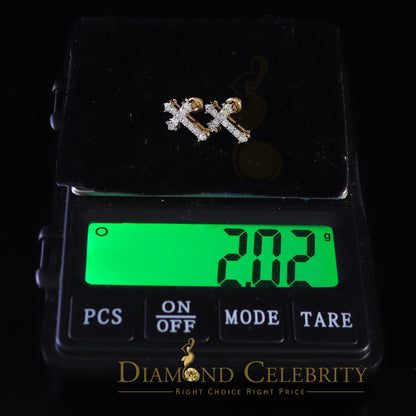 DiamondCelebritees 1.00ct Moissanite Yellow 925 Sterling Silver Women's Cross Earrings