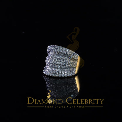 DiamondCelebritees 7.75ct Round/Baguette Cubic Zirconia Cocktail Yellow Sterling Silver Ring Size 7