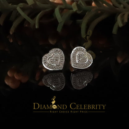 DiamondCelebritees 0.10ct Diamond Heart Earring White 925 Sterling Silver Stud For Men's & Women's