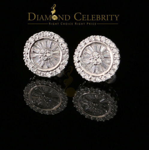 0.52ct Cubic Zirconia 925 White Sterling Silver Women's Hip Hop Round Earrings
