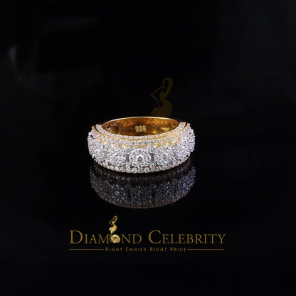 DiamondCelebritees 2.50ct Silver VVS'D Yellow Round Shape 925 moissanite Band Ring size 8 For Men's
