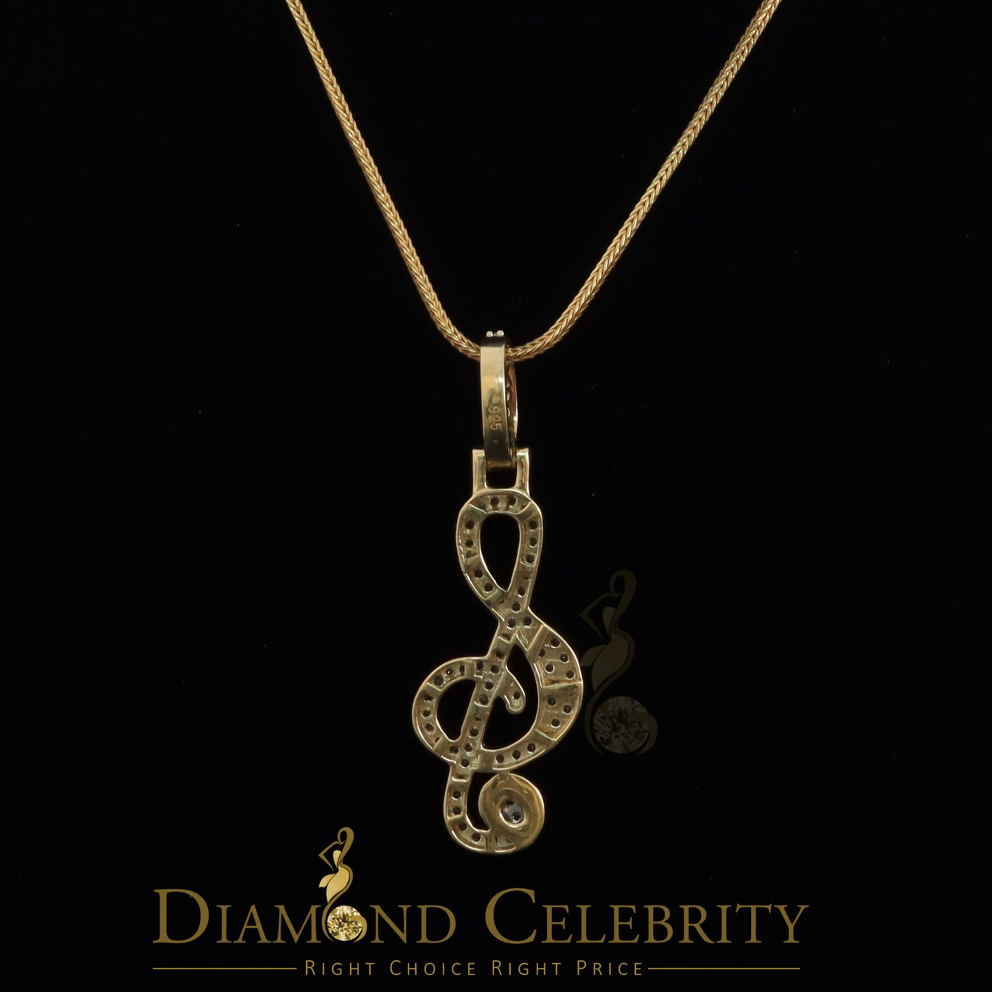 DiamondCelebritees Promise 925 Yellow Sterling Silver MUSIC SIGN Pendant with 2.34ct Cubic Zirconia