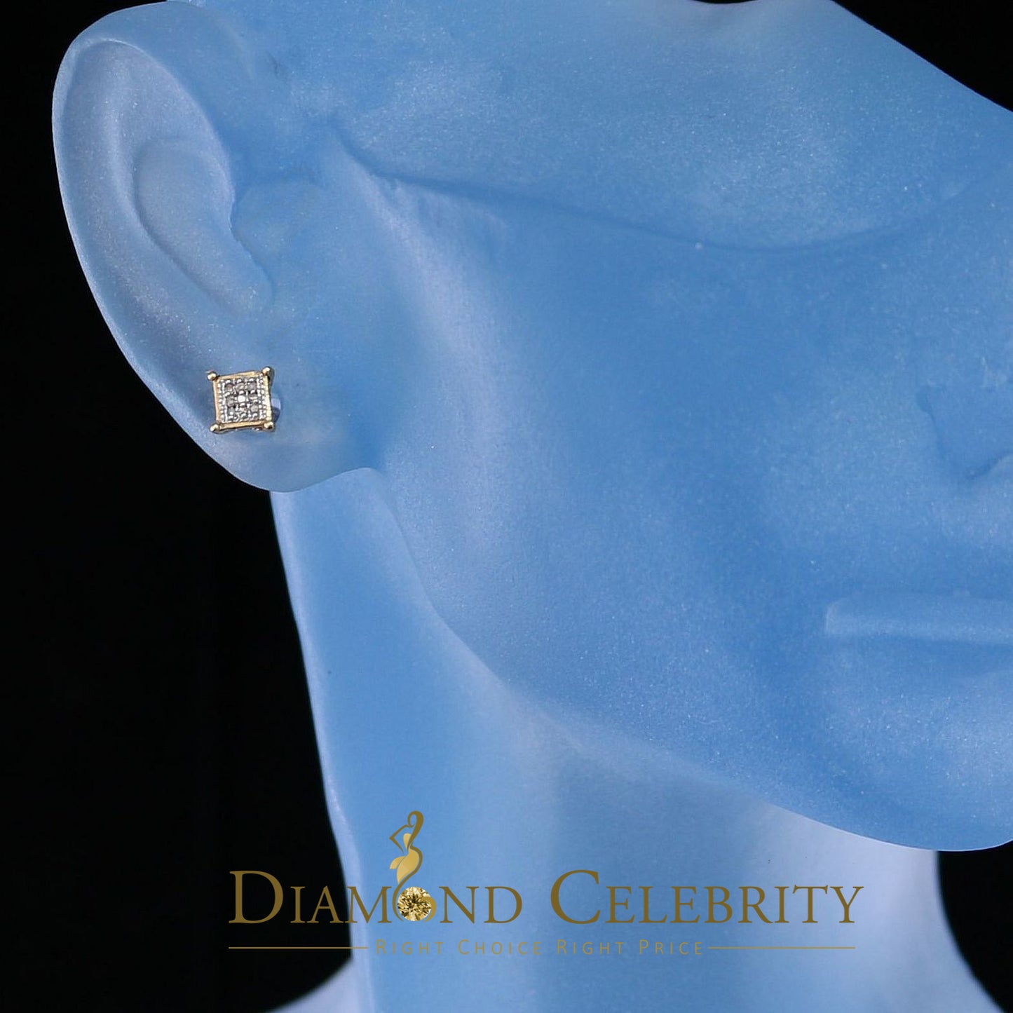 DiamondCelebritees 0.05ct Diamond Collection Yellow 925 Sterling Silver Women & Men Square Earrings