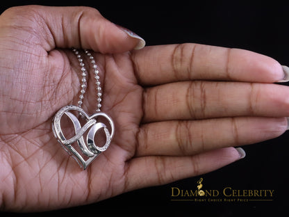 DiamondCelebritees White 925 Sterling Silver Heart and XO Shape Pendant 0.21ct Cubic Zirconioa
