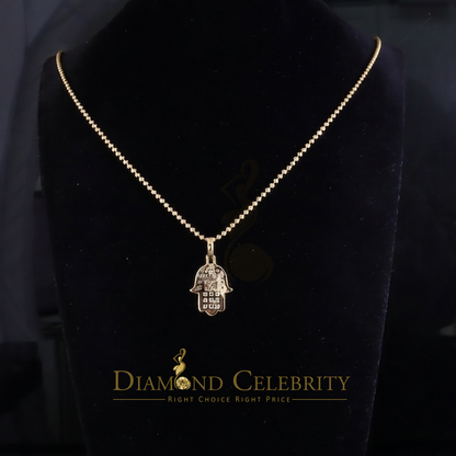 DiamondCelebritees  Real 0.33ct Diamond 925 Sterling Silver HAMSA Charm Necklace Pendant in Yellow