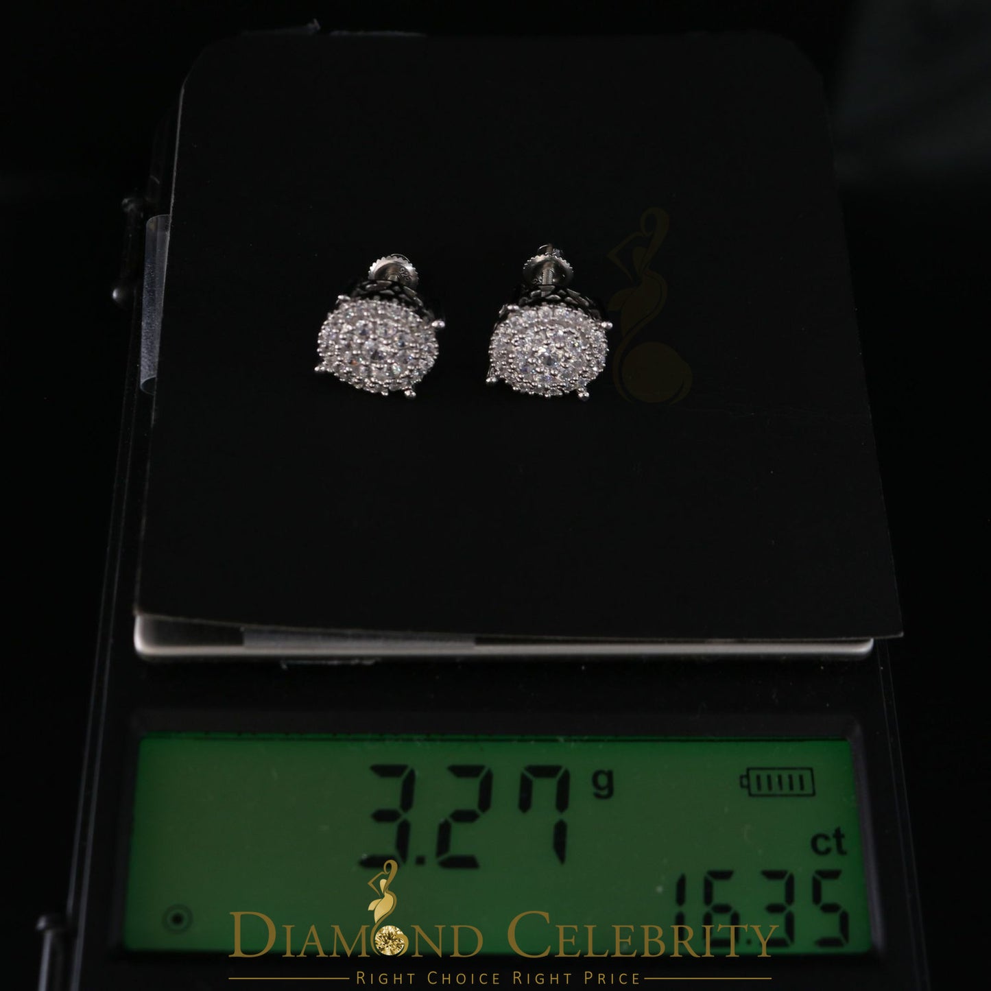 DiamondCelebritees  1.96ct Cubic Zirconia Aretes Para Hombre 925 White Silver Women's Round Earring