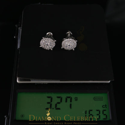 DiamondCelebritees  1.96ct Cubic Zirconia Aretes Para Hombre 925 White Silver Women's Round Earring