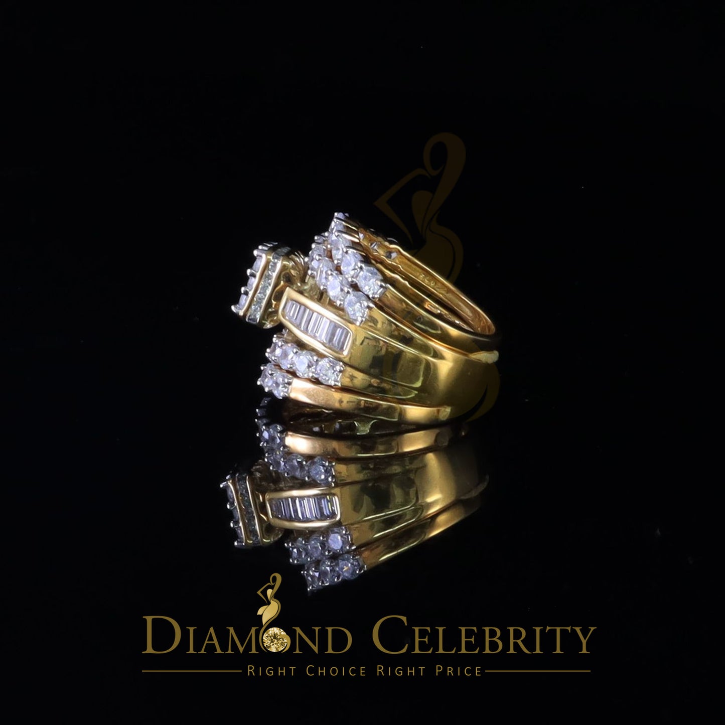DiamondCelebritees Yellow 925 Silver 7.50ct Cubic Zirconia 3 Piece Halo Bridal Womens Ring Size 7