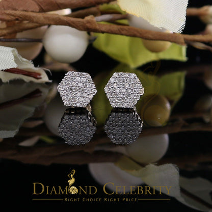 DiamondCelebritees Real Diamond 0.50CT 10K Real Yellow Gold Men's/Women's Stud Round Earring