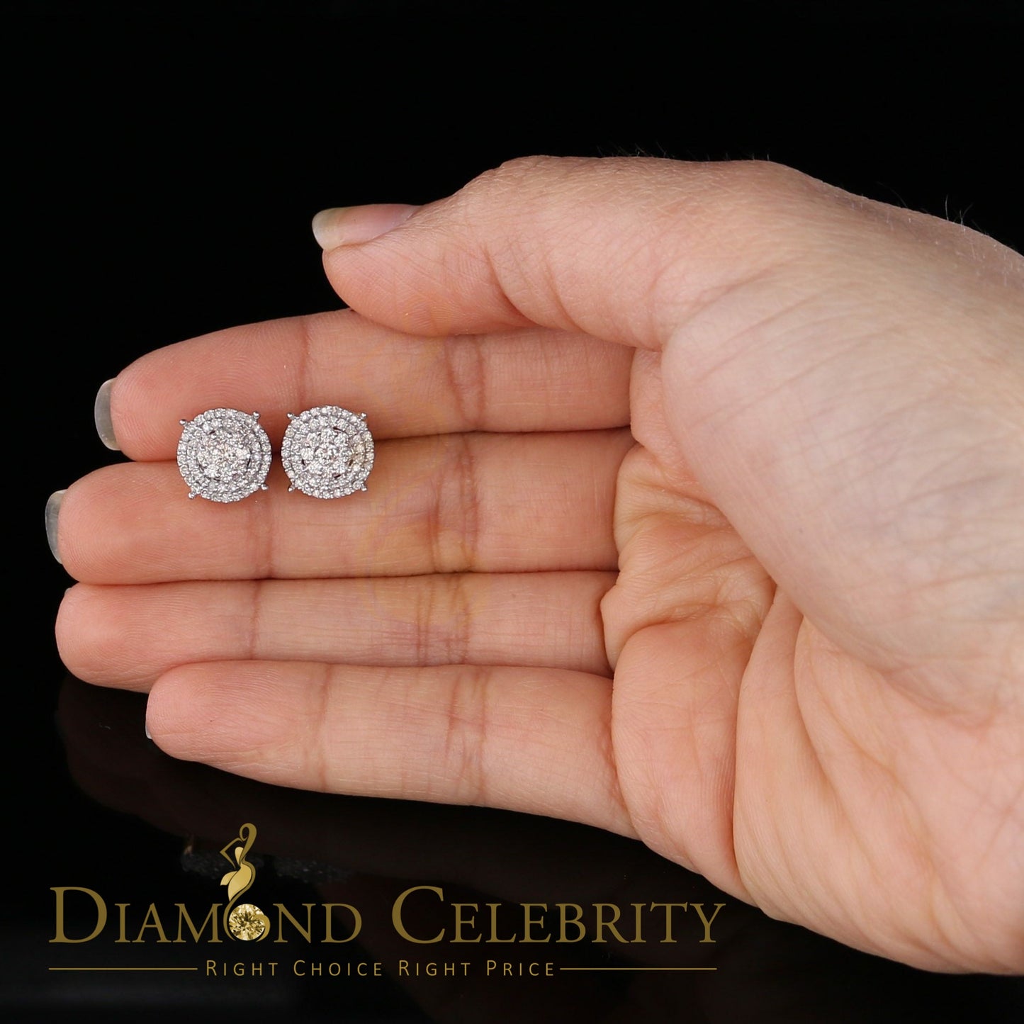 DiamondCelebritees 10K Real Yellow Gold with 0.80CT Real Diamond Men's/Women's Stud Earrings