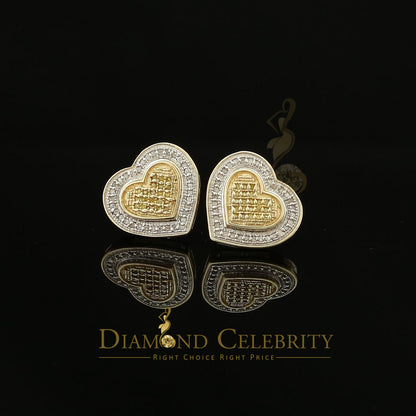 DiamondCelebritees Aretes Para Hombre Heart 925 Yellow Silver 0.30ct Diamond Women's /Men's Earring