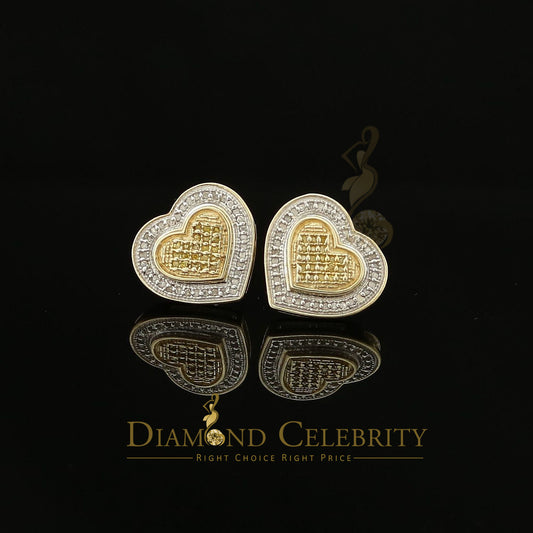 DiamondCelebritees Aretes Para Hombre Heart 925 Yellow Silver 0.30ct Diamond Women's /Men's Earring