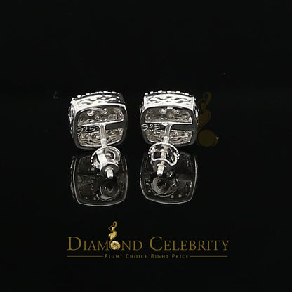 DiamondCelebritees  925 White Sterling Silver 0.85 ct Cubic Zirconia Women's Hip Hop Square Earrings