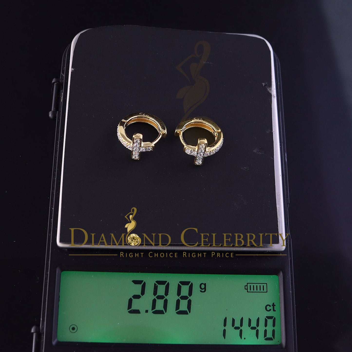 DiamondCelebritees  Yellow 925 Sterling Silver 0.72ct Cubic Zirconia Women's & Men's Hoop Earrings