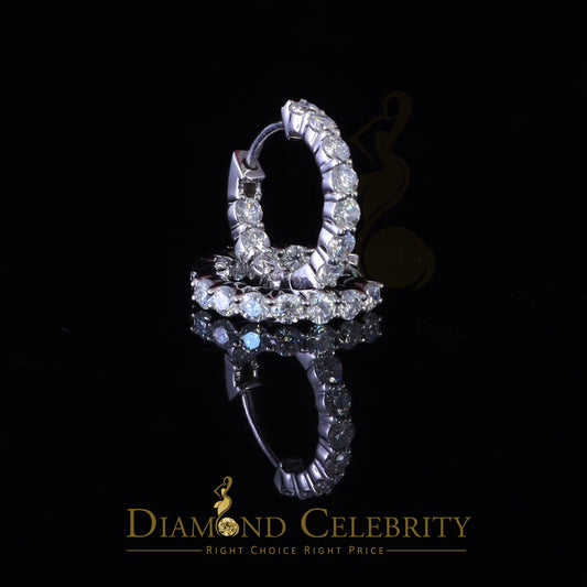 Diamondcelebritees 2.50ct Moissanite White 925 Sterling Silver Women's In and Out Hoop Earrings