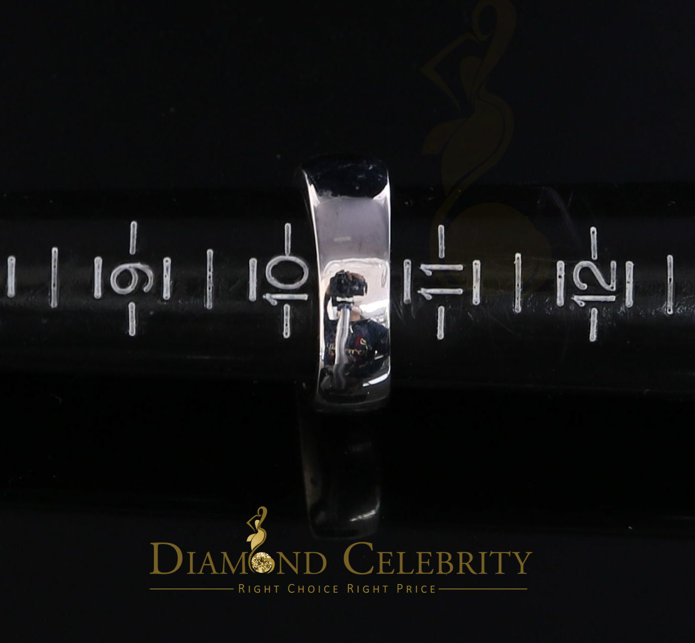 DiamondCelebritees 0.20 CT Real Diamond Men's 925 Sterling Silver White Band Big Ring Size 10.5