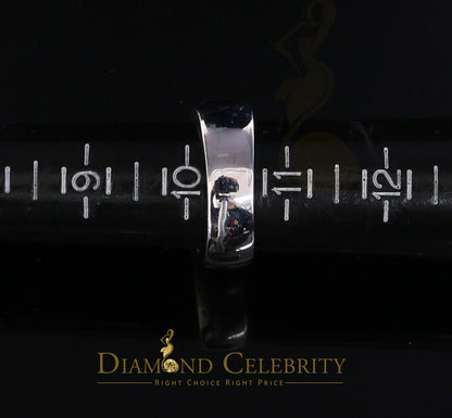DiamondCelebritees 0.20 CT Real Diamond Men's 925 Sterling Silver White Band Big Ring Size 10.5