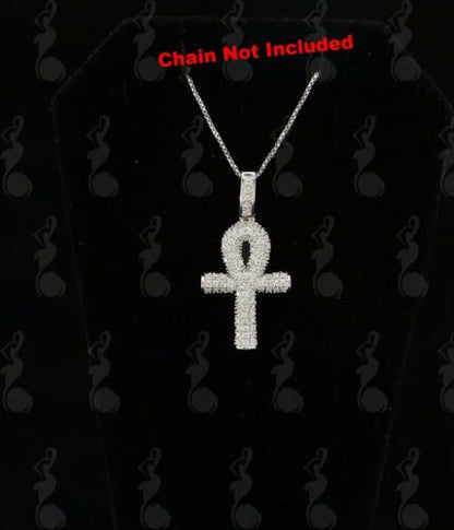 DiamondCelebritees Attractive White ANKH 925 Sterling Silver Pendant with 0.82ct Cubic Zirconia