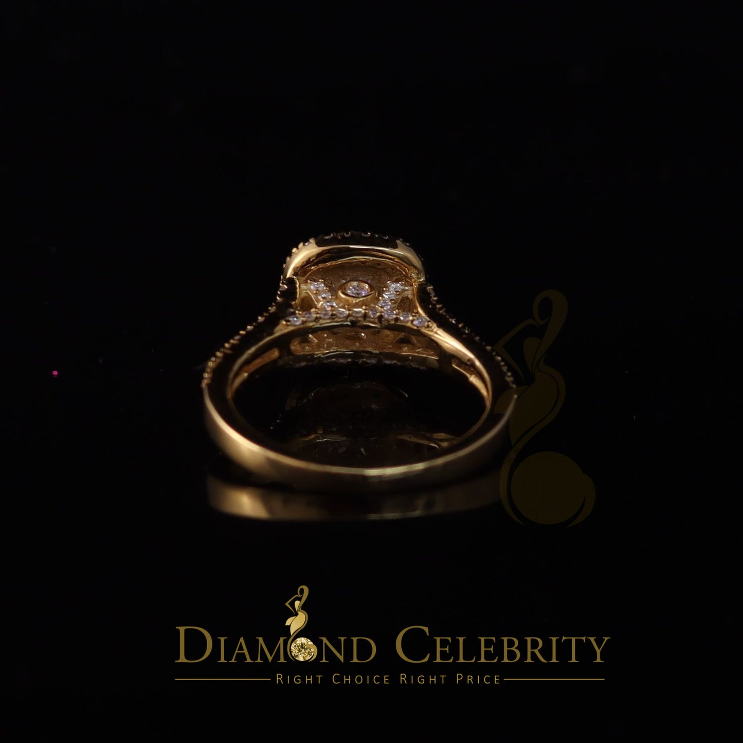 King Of Blings  10K Yellow Gold 2.00CT 'VVS' 'FL' D clr Cushion Cut Moissonite Womens Ring S/7