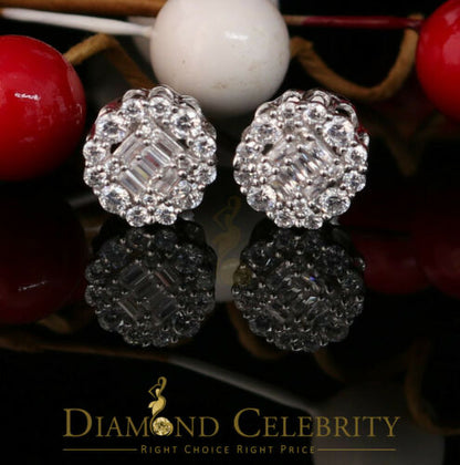 DiamondCelebritees  Hip Hop 0.94ct Cubic Zirconia 925 White Sterling Silver Women's Flower Earring