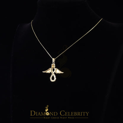DiamondCelebritees  Real 0.05ct Diamond Sterling Silver Infinity with Wings Necklace Yellow Pendant