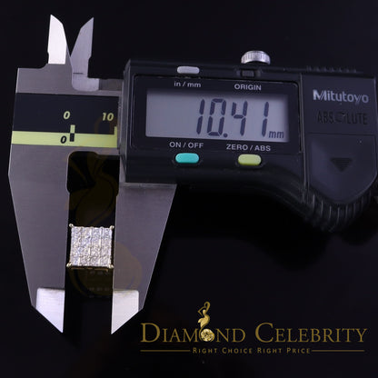 DiamondCelebritees  925 Yellow Silver 2.88ct Cubic Zirconia Women's & Men's Hip Hop Square Earrings
