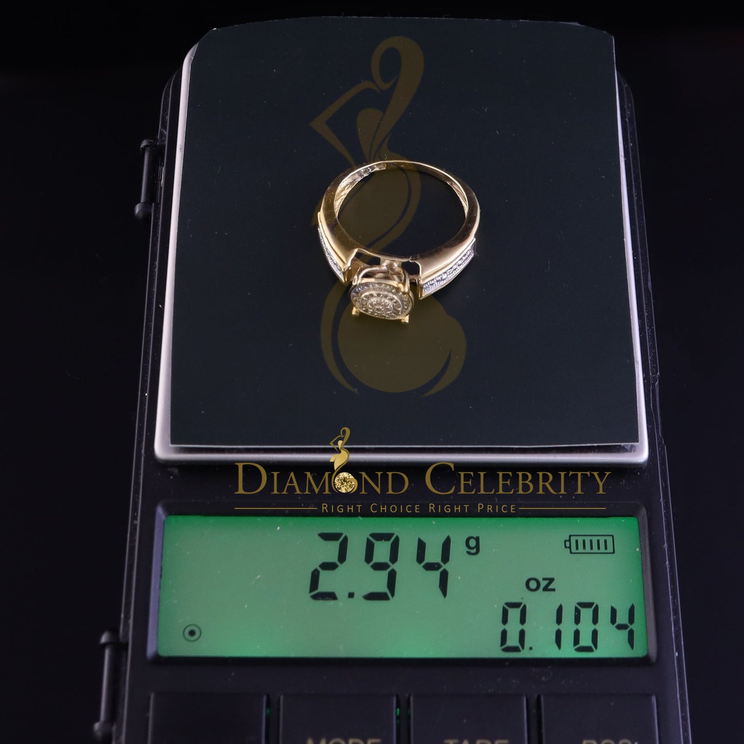 DiamondCelebritees 0.15CT Real Diamond 925 Sterling Yellow Silver Engagement Round Womens Ring SZ 7