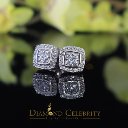 DiamondCelebritees  925 White Sterling Silver 0.85 ct Cubic Zirconia Women's Hip Hop Square Earrings