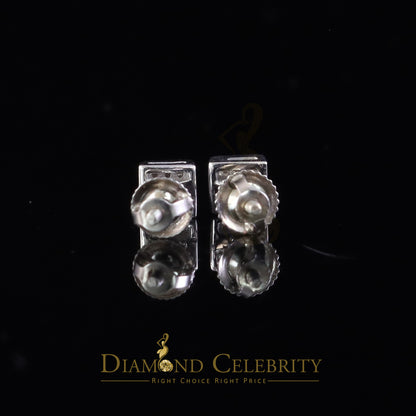 DiamondCelebritees 0.05ct Micro Pave 925 White Silver Diamond Square Earring For Men's & Women's