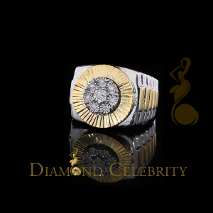 DiamondCelebritees 0.15CT Real Diamond Men's 925 Sterling Silver Round Ring Size 9 in White