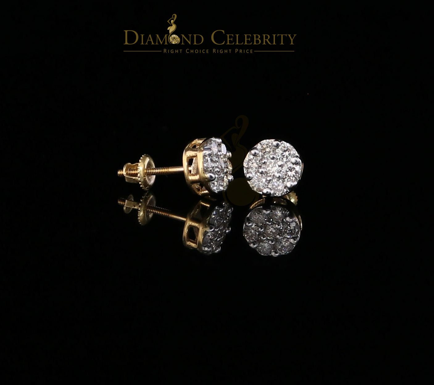 DiamondCelebritees Men's/Women's 10K Real Yellow Gold with 0.75CT Real Diamond Stud Earrings
