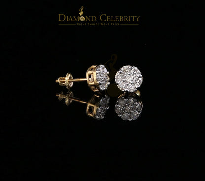 DiamondCelebritees Men's/Women's 10K Real Yellow Gold with 0.75CT Real Diamond Stud Earrings