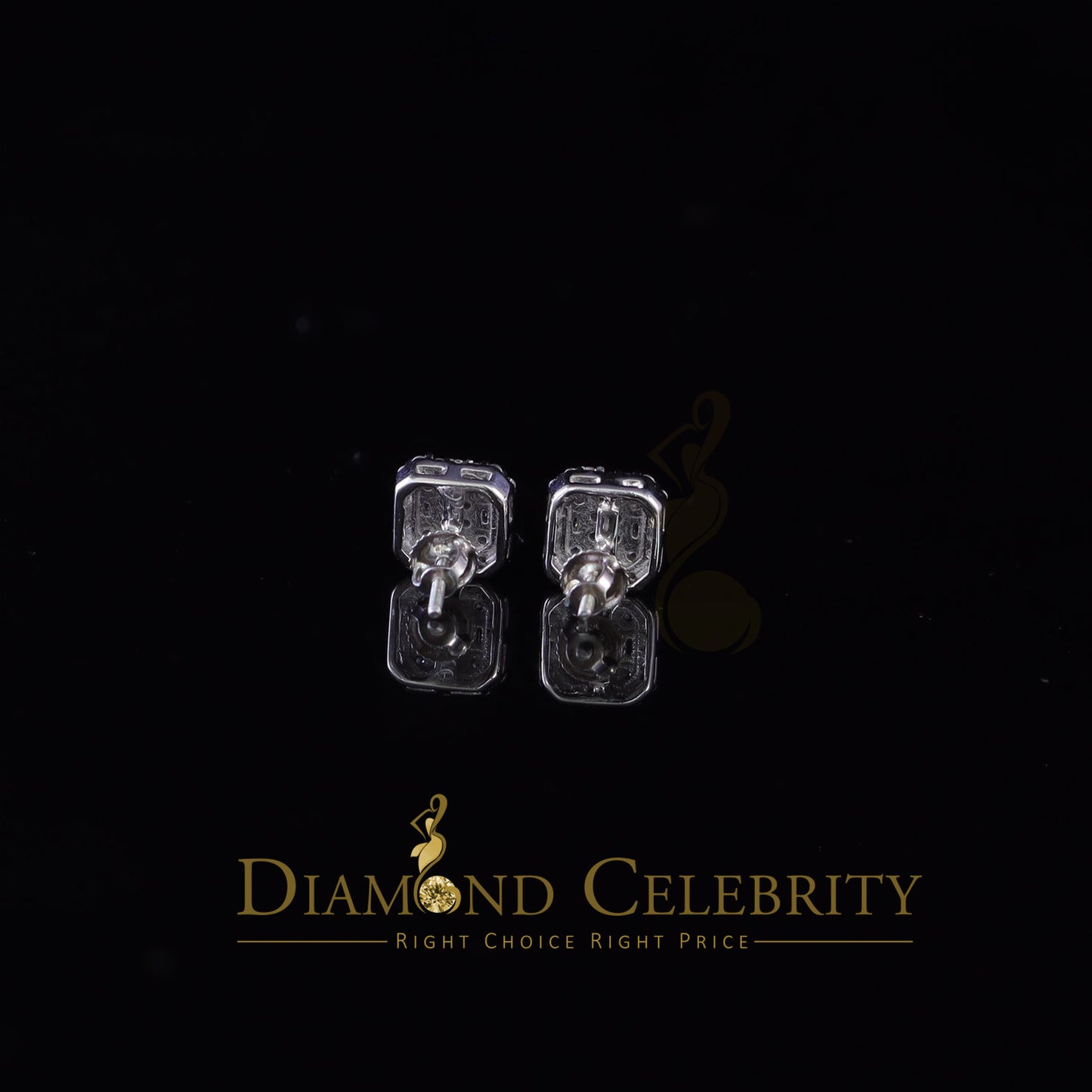 DiamondCelebritees  0.98ct Cubic Zirconia 925 White Silver Women's & Men's Hip Hop Square Earrings